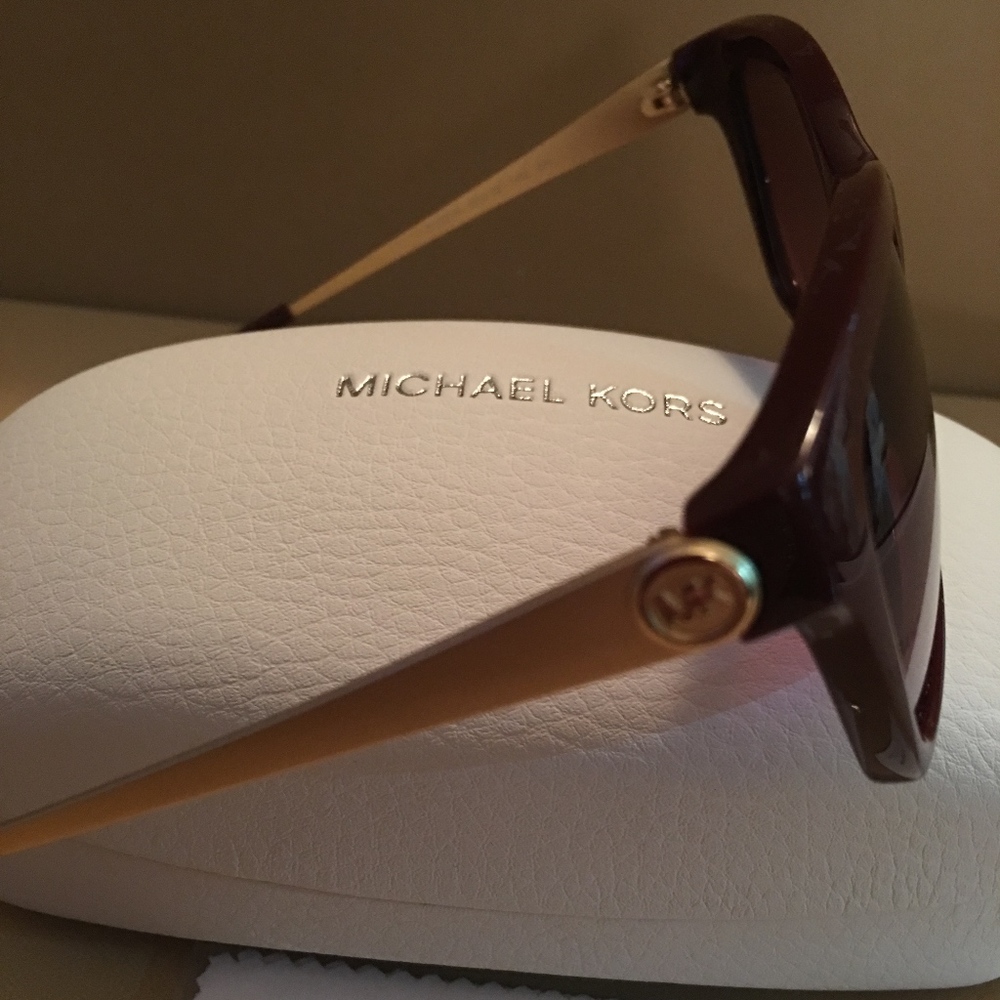 NIB MICHAEL KORS BURGUNDY & GOLD SUNGLASSES - SEXY - Picture 3 of 8